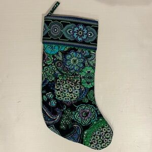 Vera Bradley Blue Rhapsody Christmas Stocking 17” With Jingle Bell Pocket